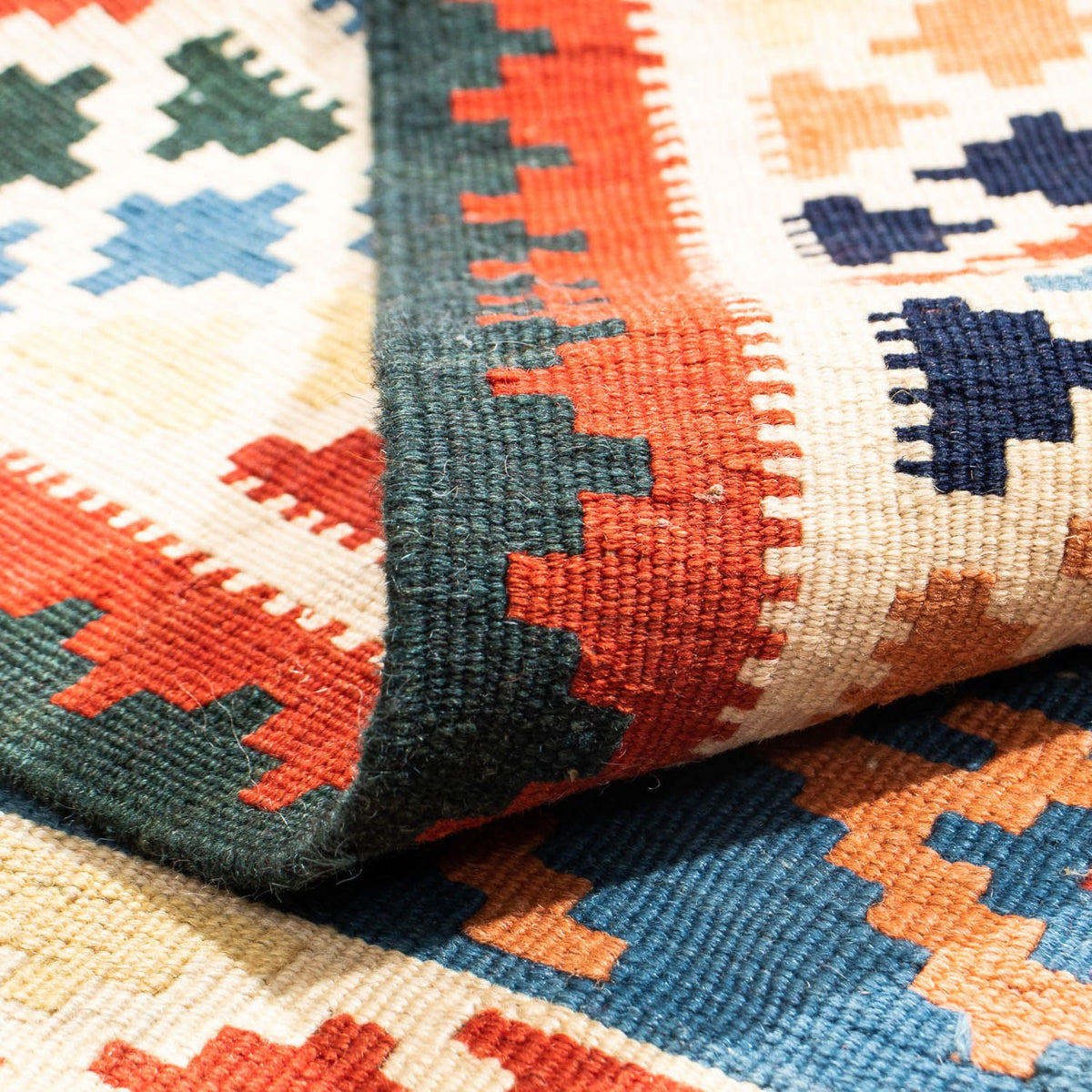 Kelim tapijt - Oosters vierkant  - 104 x 100 cm - donkerblauw