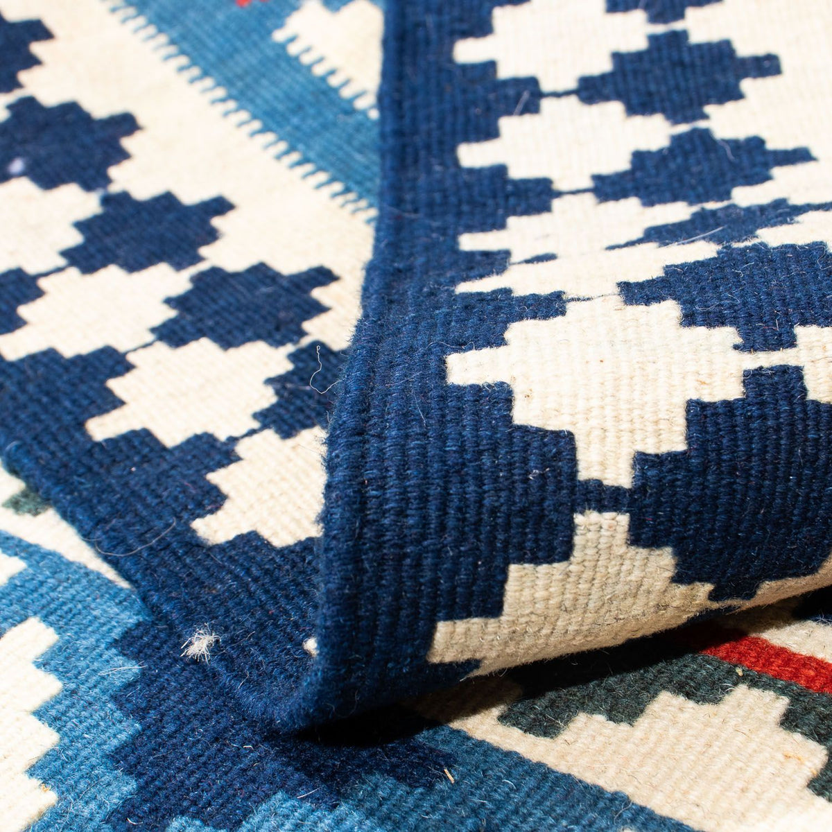 Kelim tapijt - Oosters vierkant  - 103 x 100 cm - donkerblauw