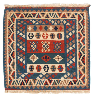 Kelim tapijt - Oosters vierkant  - 102 x 100 cm - blauw