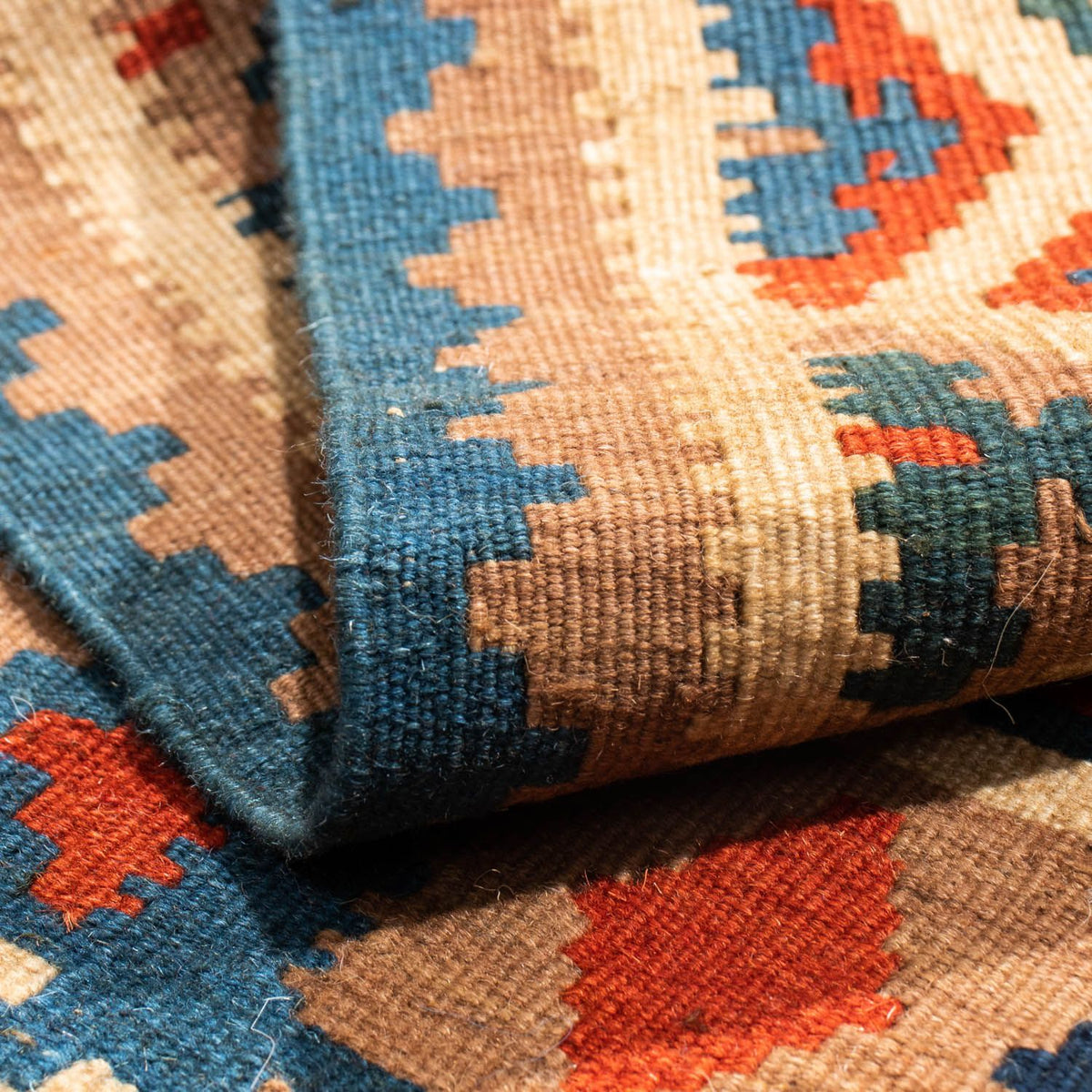 Kelim tapijt - Oosters vierkant  - 102 x 100 cm - blauw