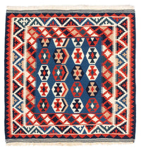Kelim tapijt - Oosters vierkant  - 105 x 105 cm - donkerblauw