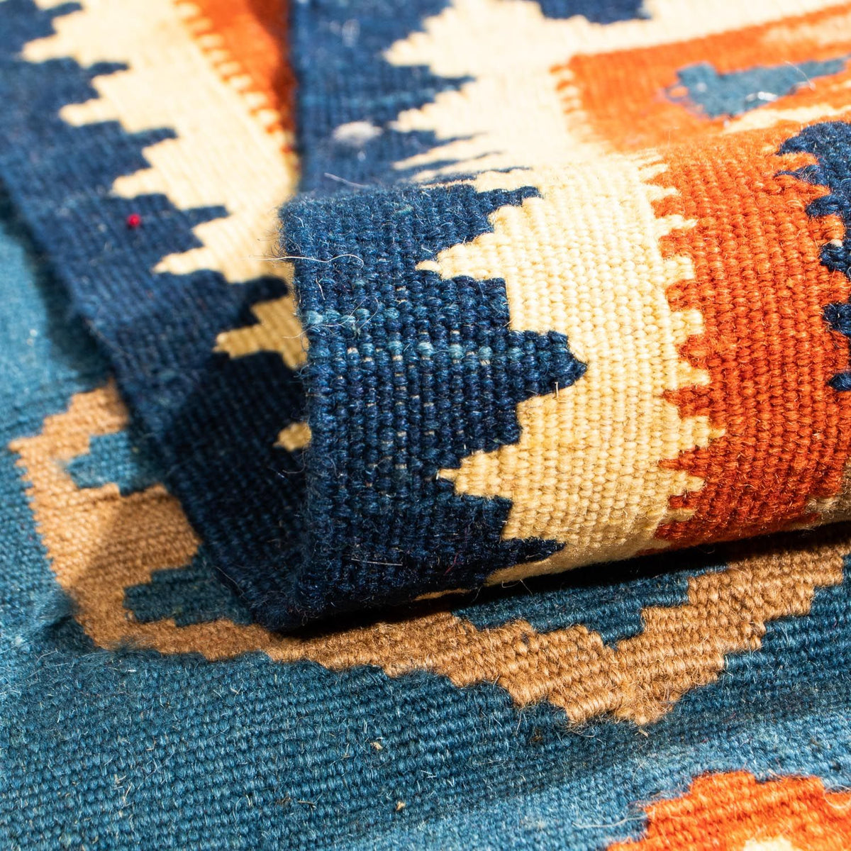 Kelim tapijt - Oosters vierkant  - 102 x 95 cm - donkerblauw