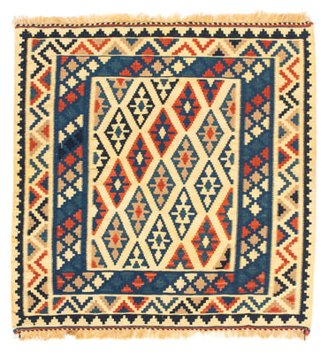Kelim tapijt - Oosters vierkant  - 100 x 100 cm - beige