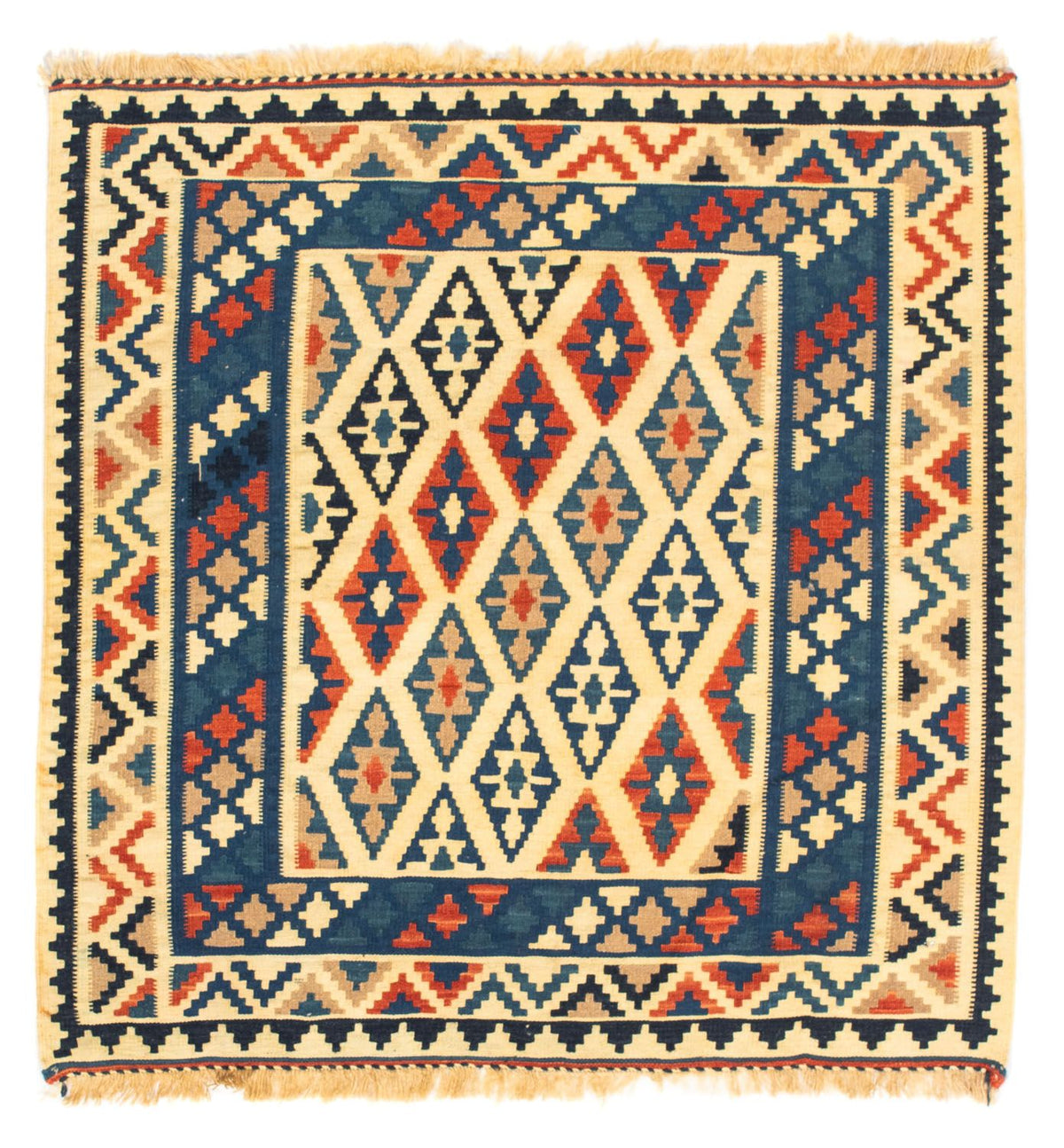 Kelim tapijt - Oosters vierkant  - 100 x 100 cm - beige