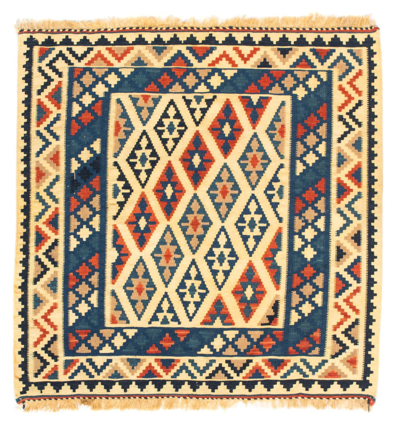 Kelim tapijt - Oosters vierkant  - 100 x 100 cm - beige