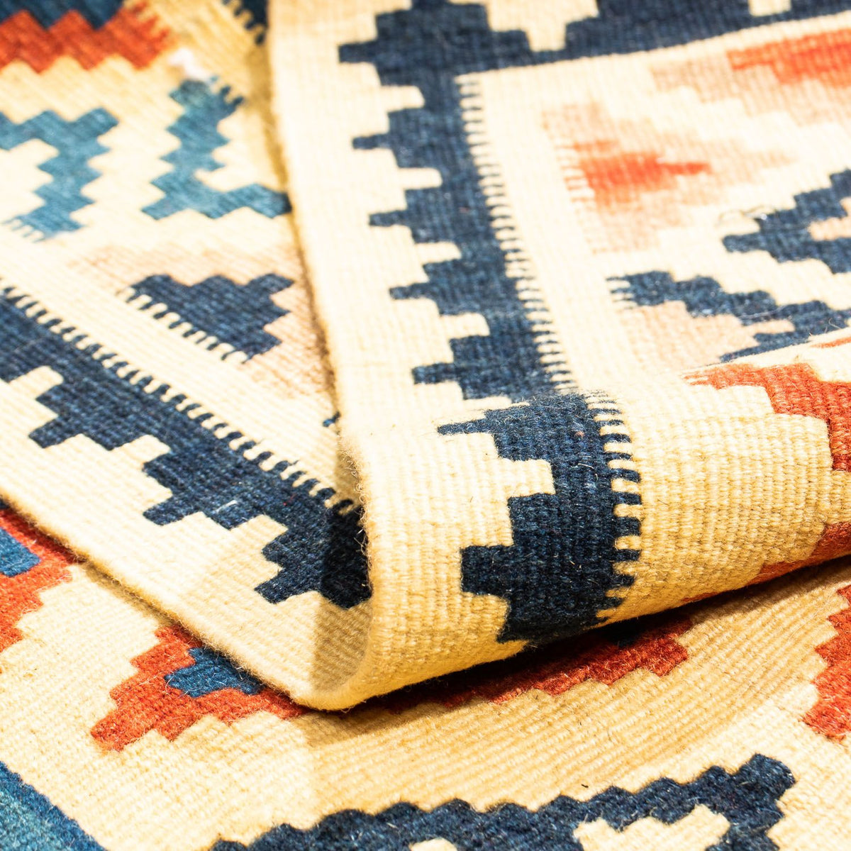 Kelim tapijt - Oosters vierkant  - 100 x 100 cm - beige