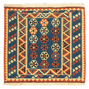 Kelim tapijt - Oosters vierkant  - 105 x 103 cm - donkerblauw