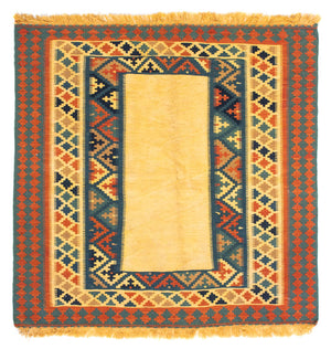 Kelim tapijt - Oosters vierkant  - 100 x 97 cm - beige