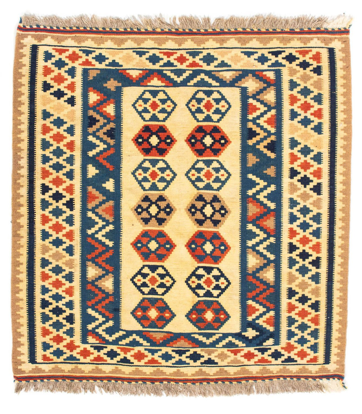 Kelim tapijt - Oosters vierkant  - 103 x 100 cm - beige