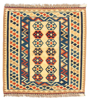 Kelim tapijt - Oosters vierkant  - 103 x 100 cm - beige