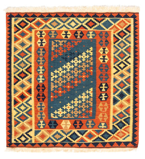 Kelim tapijt - Oosters vierkant  - 105 x 100 cm - veelkleurig