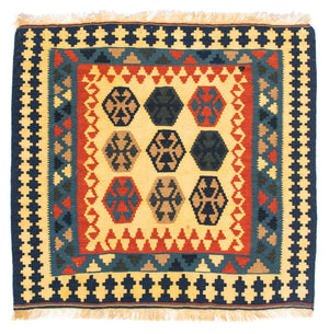 Kelim tapijt - Oosters vierkant  - 103 x 100 cm - donkerblauw