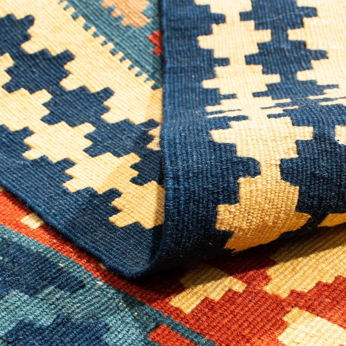 Kelim tapijt - Oosters vierkant  - 103 x 100 cm - donkerblauw