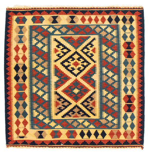 Kelim tapijt - Oosters vierkant  - 100 x 100 cm - blauw