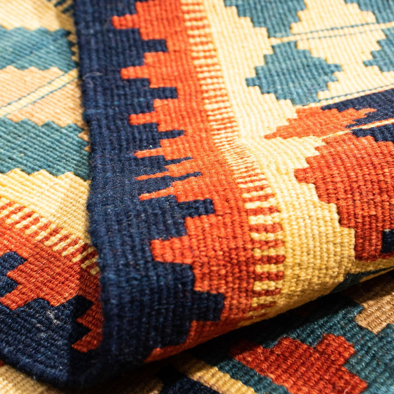 Kelim tapijt - Oosters vierkant  - 100 x 100 cm - blauw