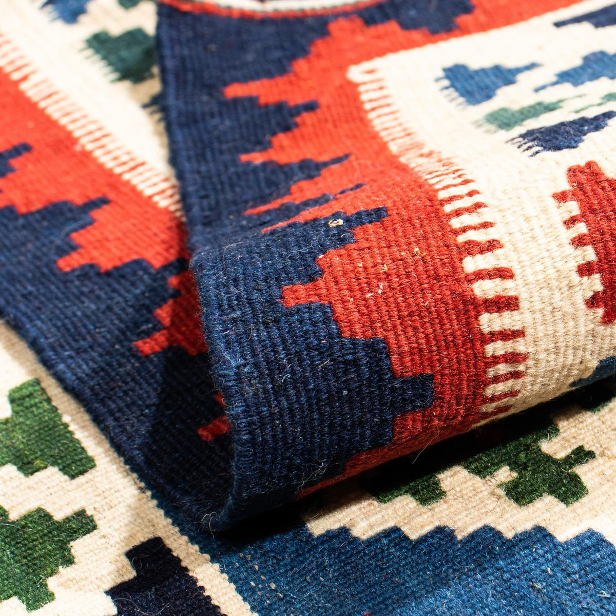 Kelim tapijt - Oosters vierkant  - 100 x 100 cm - donkerblauw