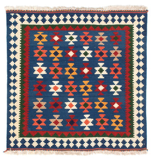 Kelim tapijt - Oosters vierkant  - 104 x 100 cm - donkerblauw