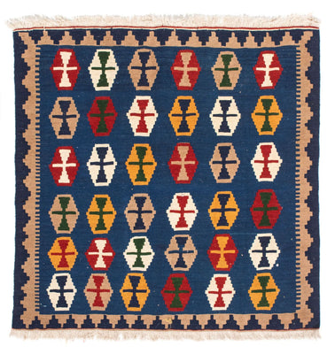 Kelim tapijt - Oosters vierkant  - 96 x 96 cm - donkerblauw