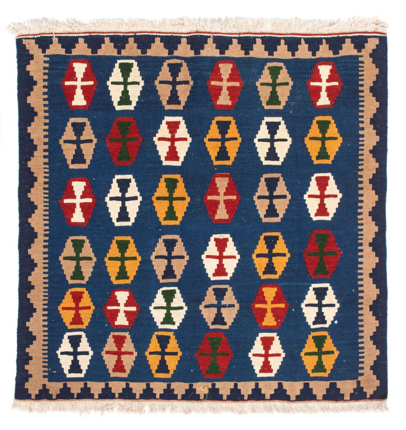 Kelim tapijt - Oosters vierkant  - 96 x 96 cm - donkerblauw