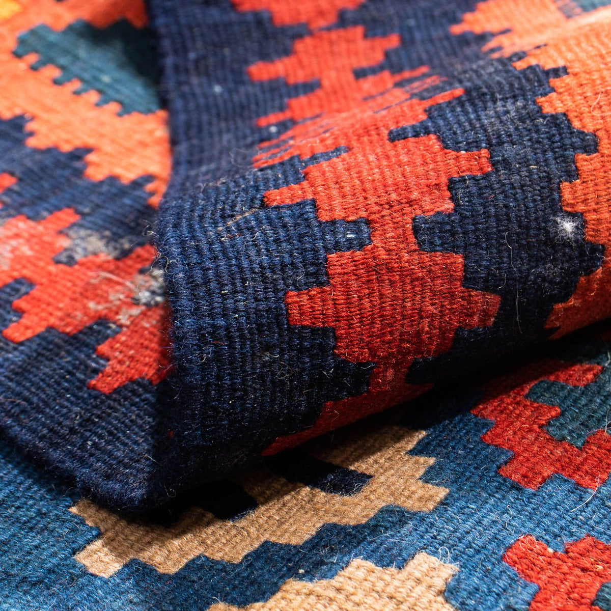 Kelim tapijt - Oosters vierkant  - 104 x 100 cm - donkerblauw