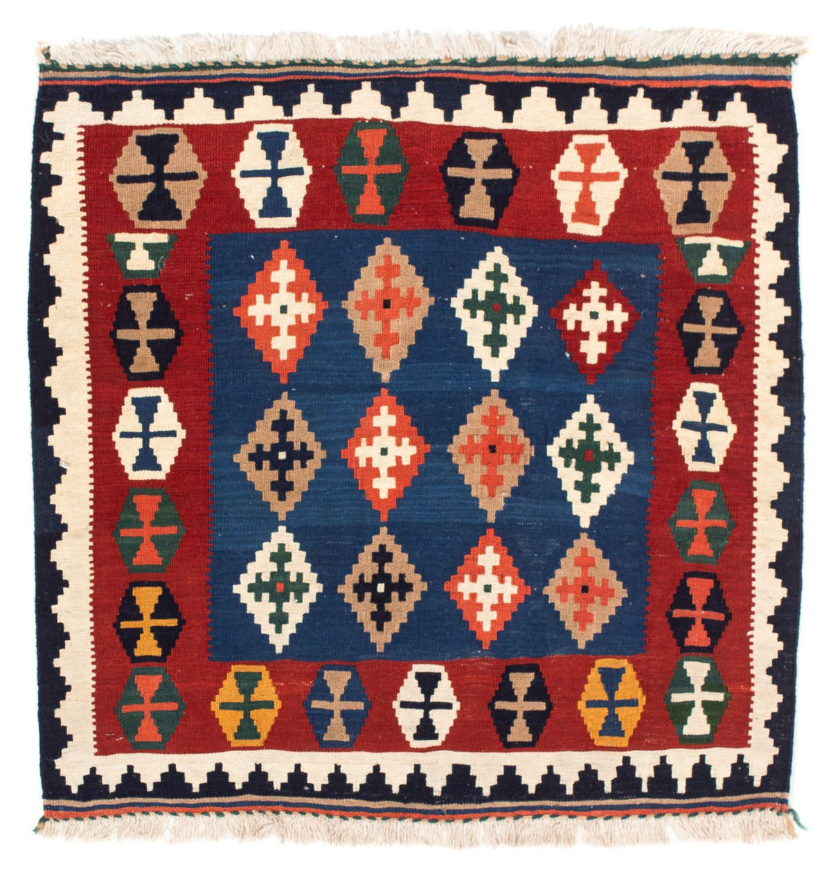 Kelim tapijt - Oosters vierkant  - 100 x 96 cm - donkerblauw