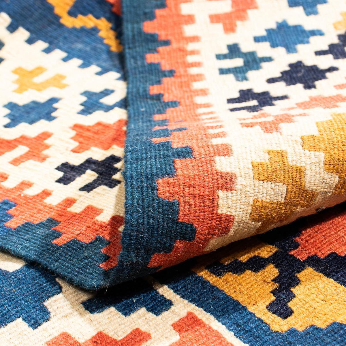 Kelim tapijt - Oosters vierkant  - 103 x 100 cm - donkerblauw