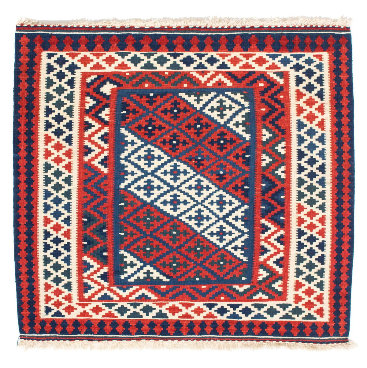 Kelim tapijt - Oosters vierkant  - 100 x 95 cm - donkerblauw