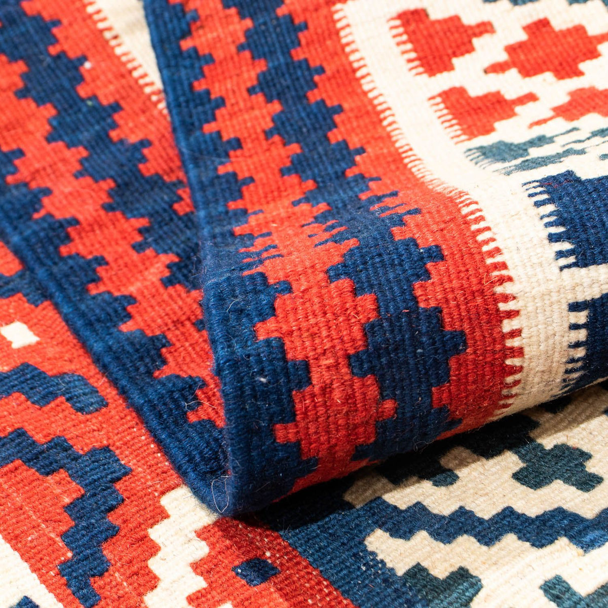 Kelim tapijt - Oosters vierkant  - 100 x 95 cm - donkerblauw