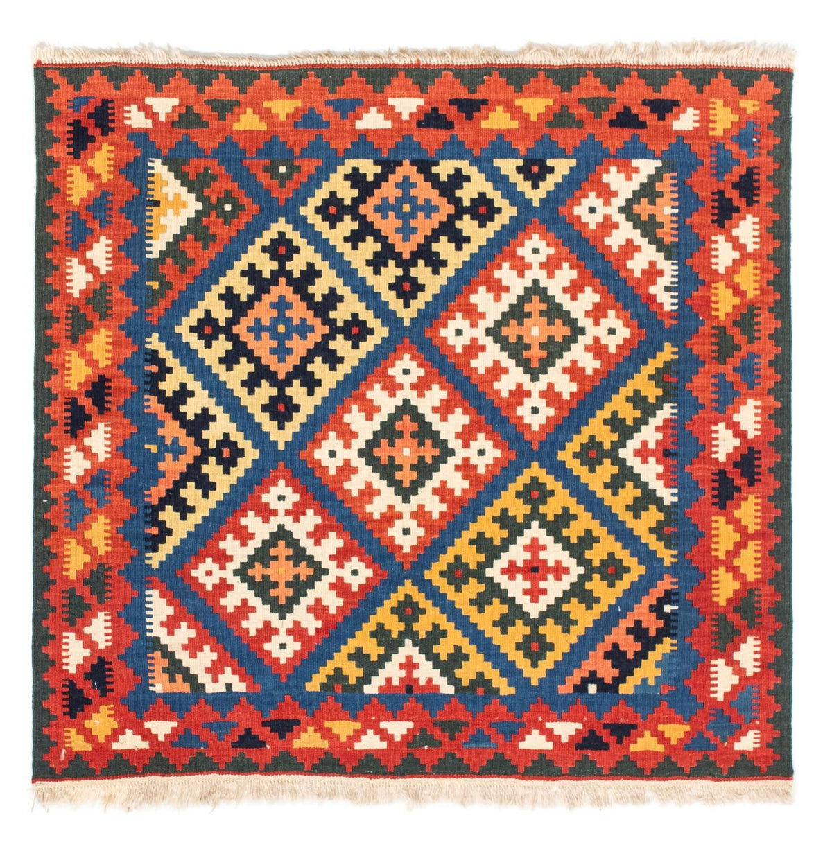 Kelim tapijt - Oosters vierkant  - 104 x 100 cm - donkerblauw