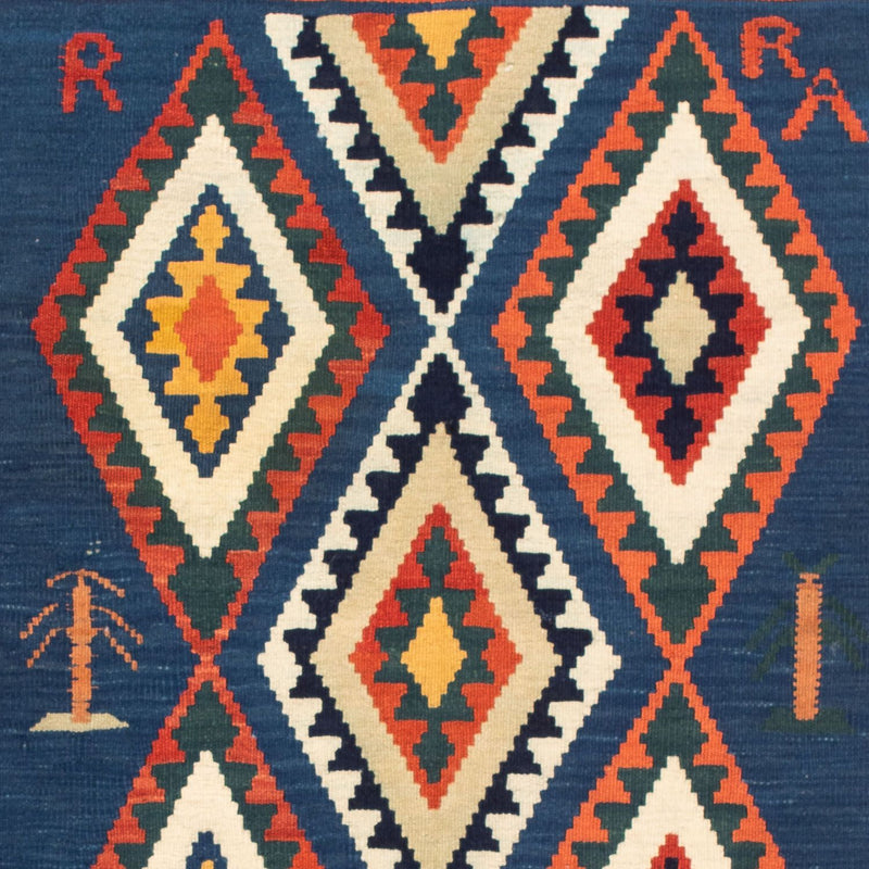 Kelim tapijt - Oosters vierkant  - 100 x 98 cm - donkerblauw