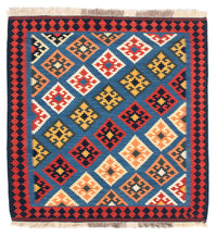 Kelim tapijt - Oosters vierkant  - 110 x 107 cm - blauw