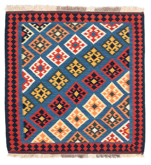 Kelim tapijt - Oosters vierkant  - 110 x 107 cm - blauw