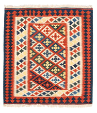 Kelim tapijt - Oosters vierkant  - 107 x 100 cm - donkerrood