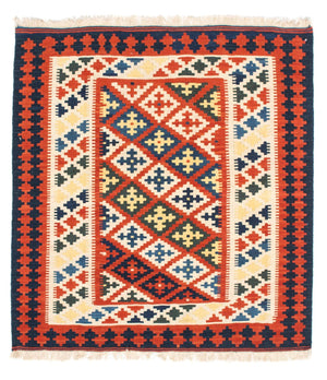 Kelim tapijt - Oosters vierkant  - 107 x 100 cm - donkerrood