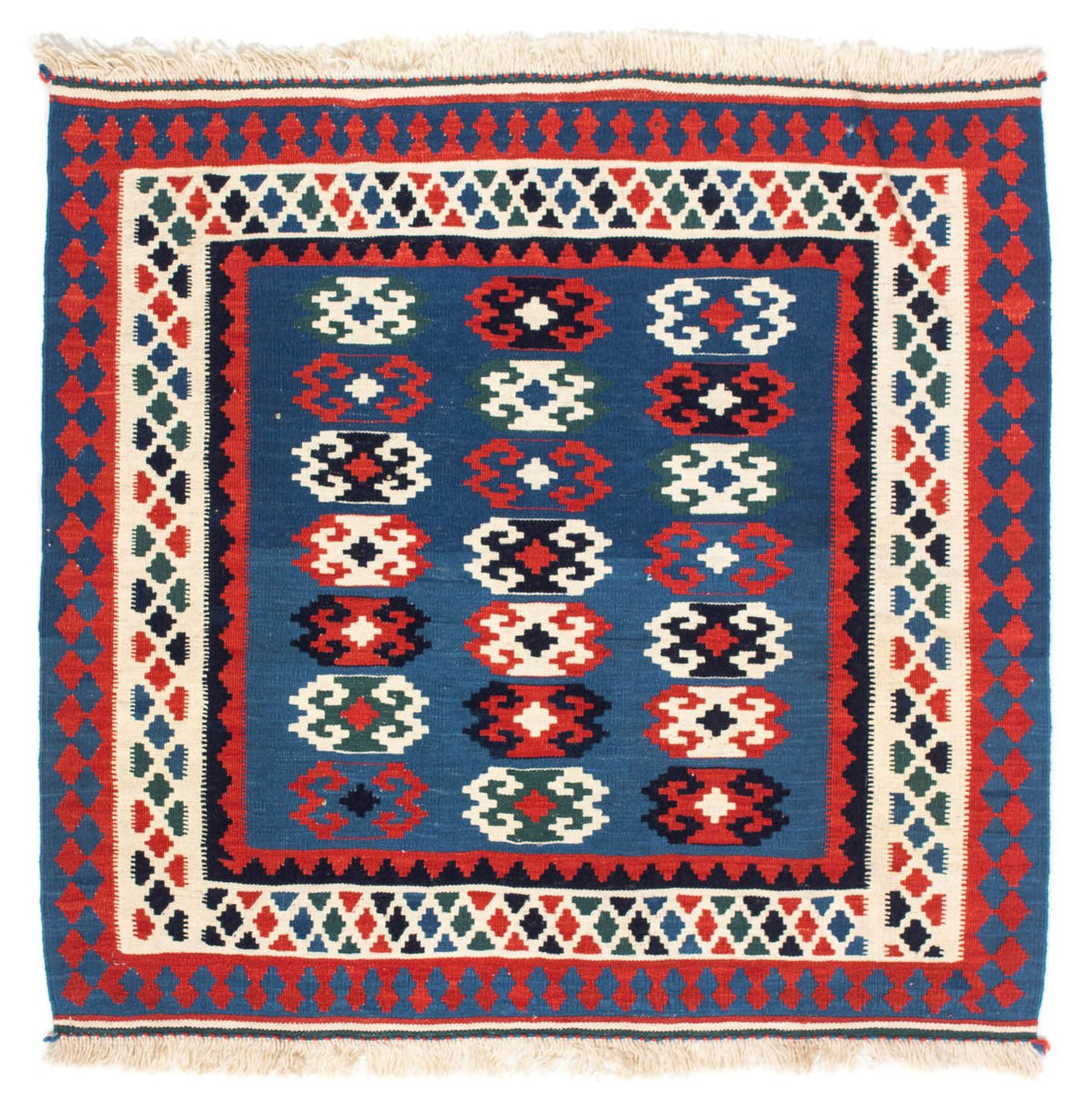 Kelim tapijt - Oosters vierkant  - 100 x 98 cm - donkerblauw