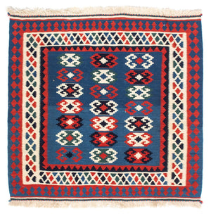 Kelim tapijt - Oosters vierkant  - 100 x 98 cm - donkerblauw