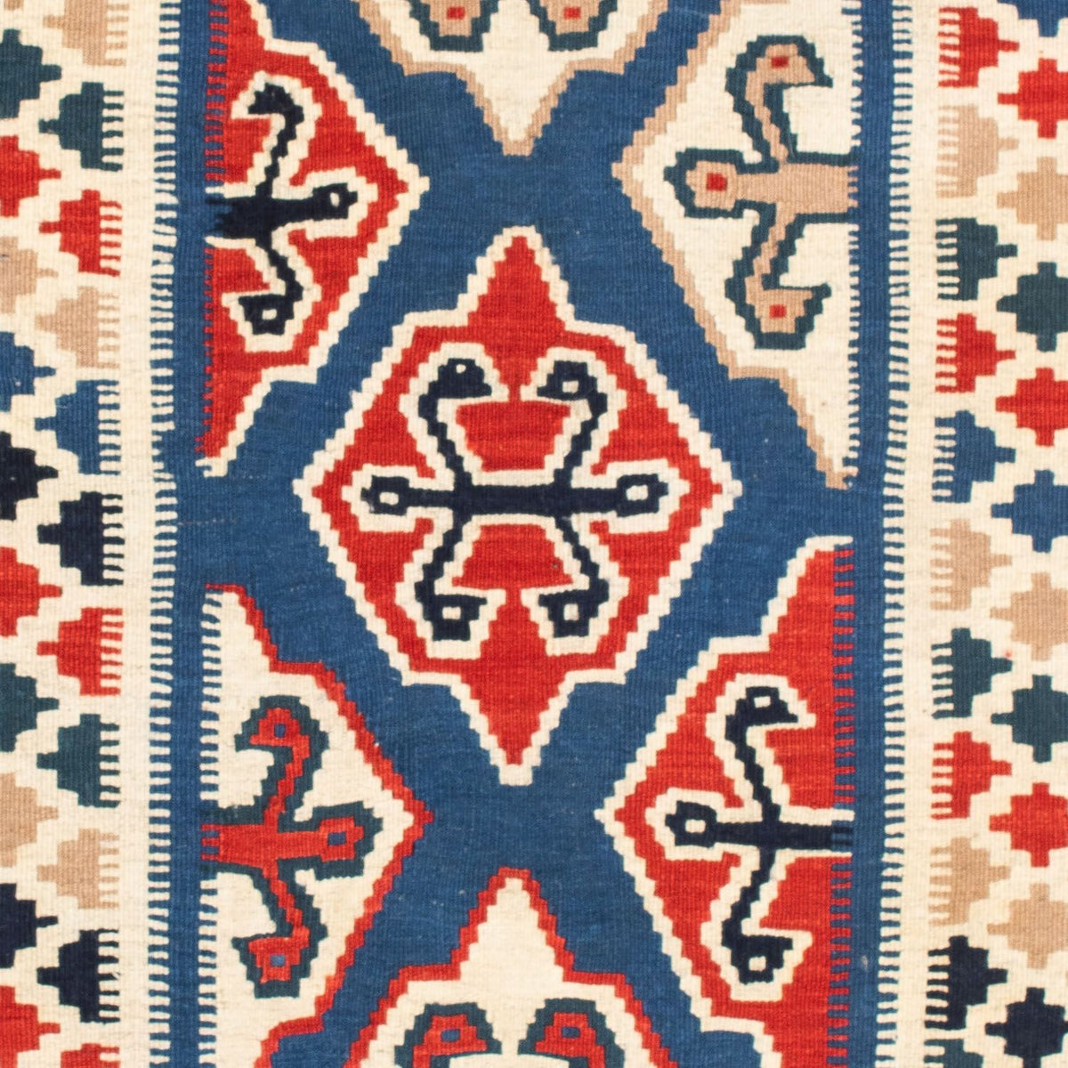 Kelim tapijt - Oosters vierkant  - 125 x 110 cm - blauw