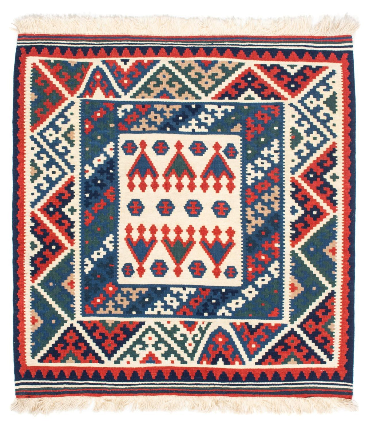 Kelim tapijt - Oosters vierkant  - 117 x 102 cm - donkerblauw