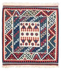 Kelim tapijt - Oosters vierkant  - 117 x 102 cm - donkerblauw