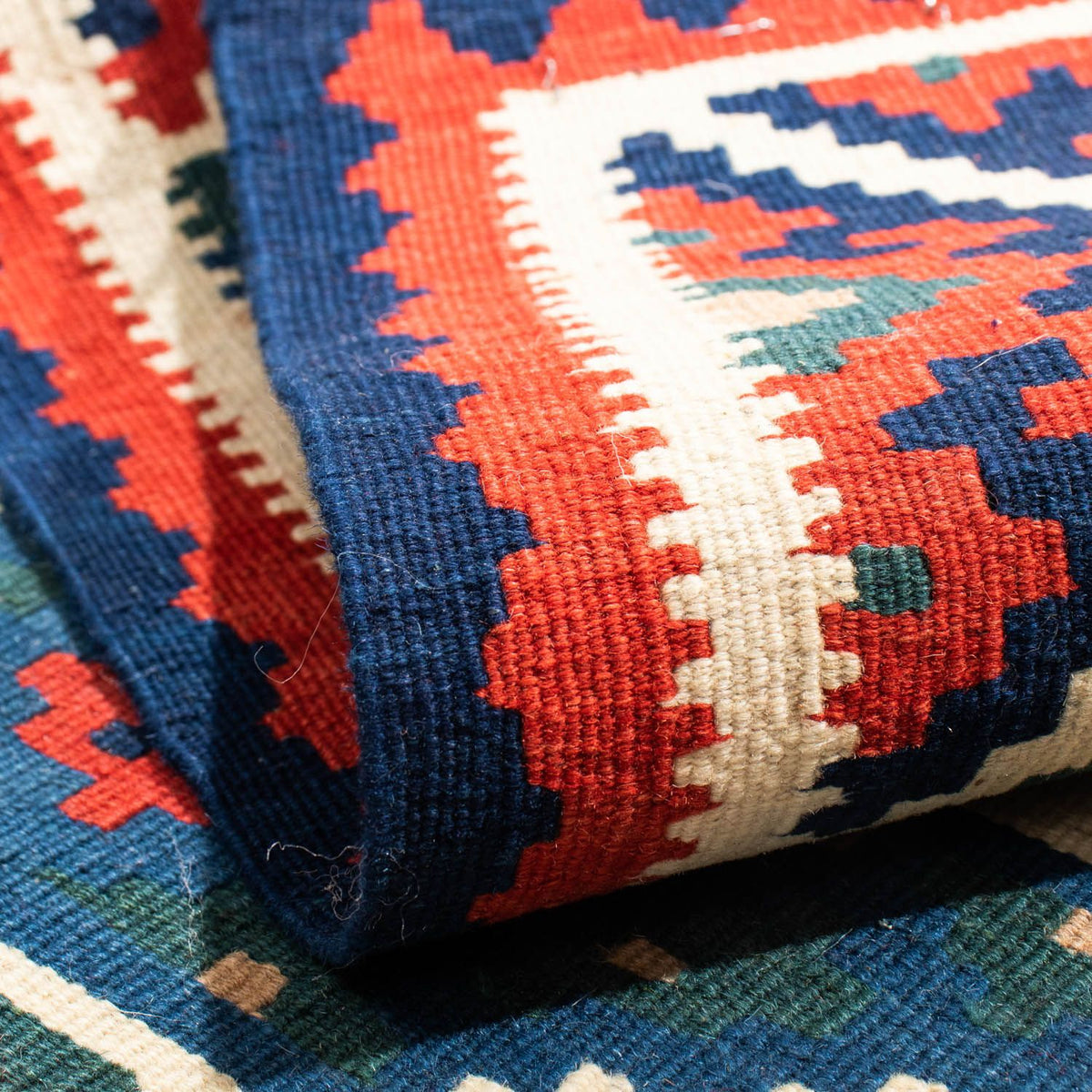 Kelim tapijt - Oosters vierkant  - 117 x 102 cm - donkerblauw