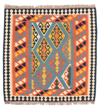 Kelim tapijt - Oosters vierkant  - 102 x 101 cm - oranje
