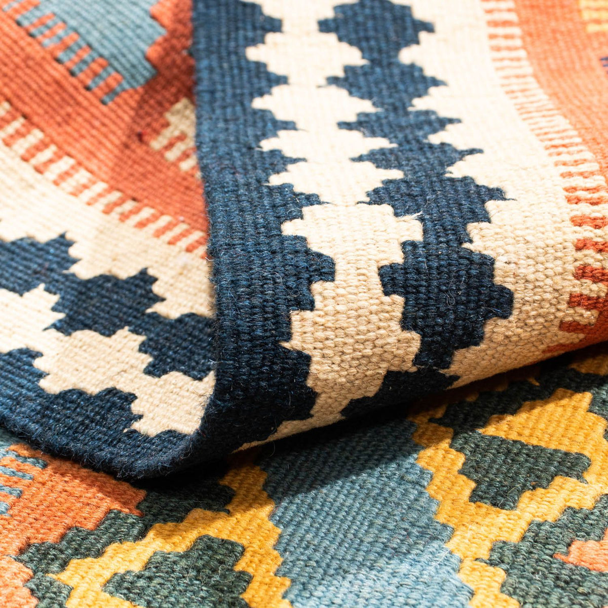 Kelim tapijt - Oosters vierkant  - 102 x 101 cm - oranje