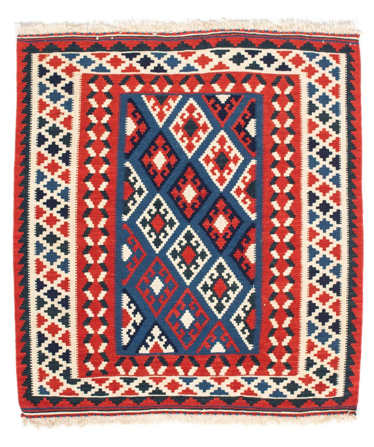 Kelim tapijt - Oosters vierkant  - 104 x 100 cm - donkerblauw