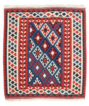 Kelim tapijt - Oosters vierkant  - 104 x 100 cm - donkerblauw