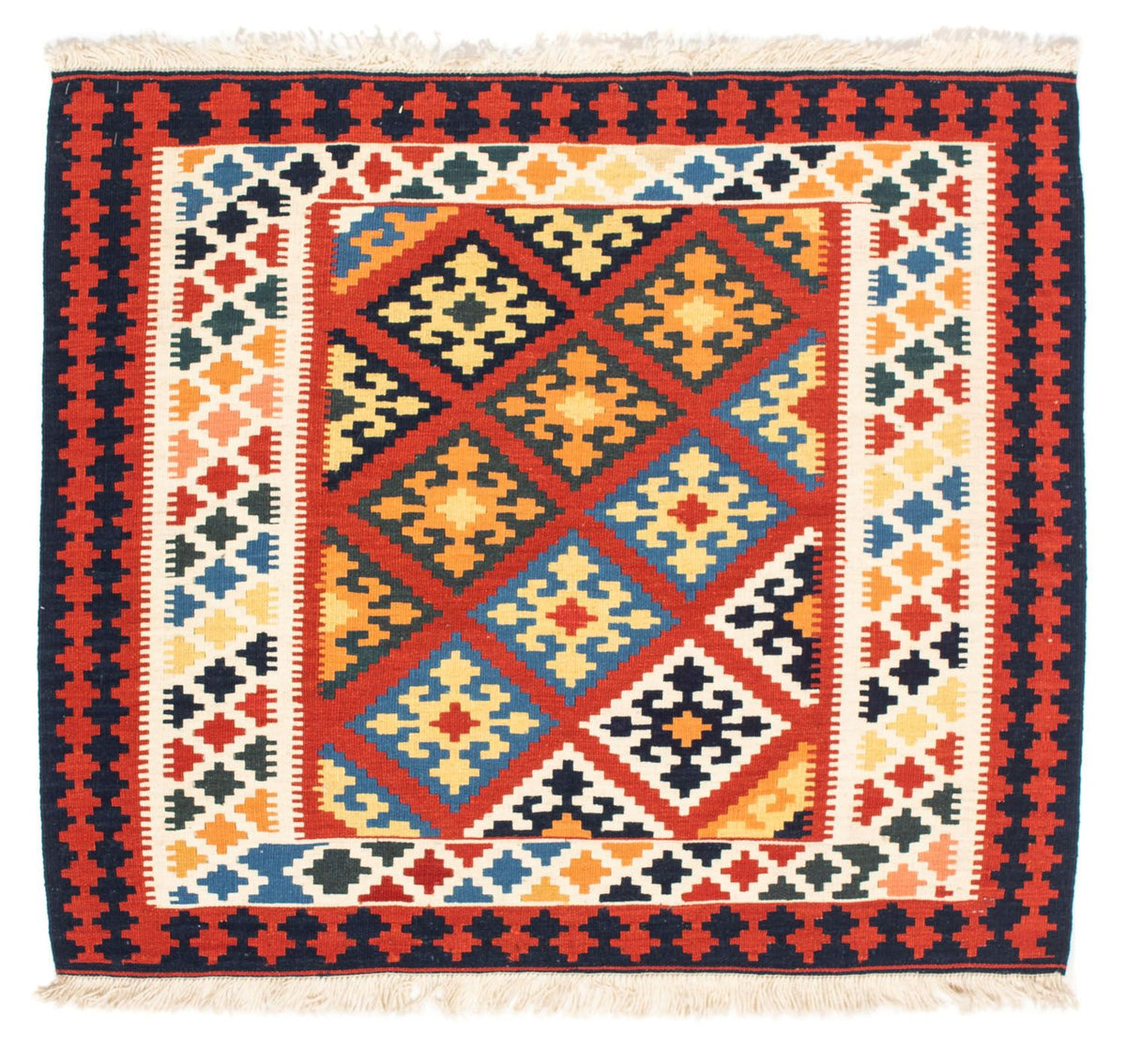 Kelim tapijt - Oosters vierkant  - 101 x 93 cm - donkerrood