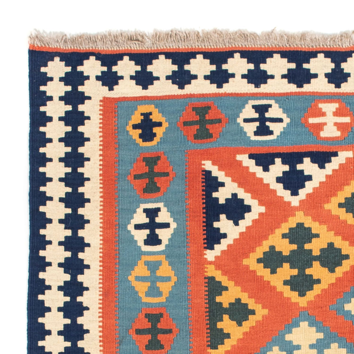 Kelim tapijt - Oosters vierkant  - 106 x 106 cm - oranje