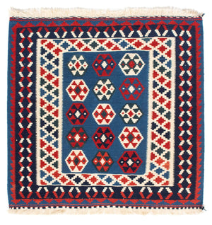 Kelim tapijt - Oosters vierkant  - 102 x 100 cm - blauw