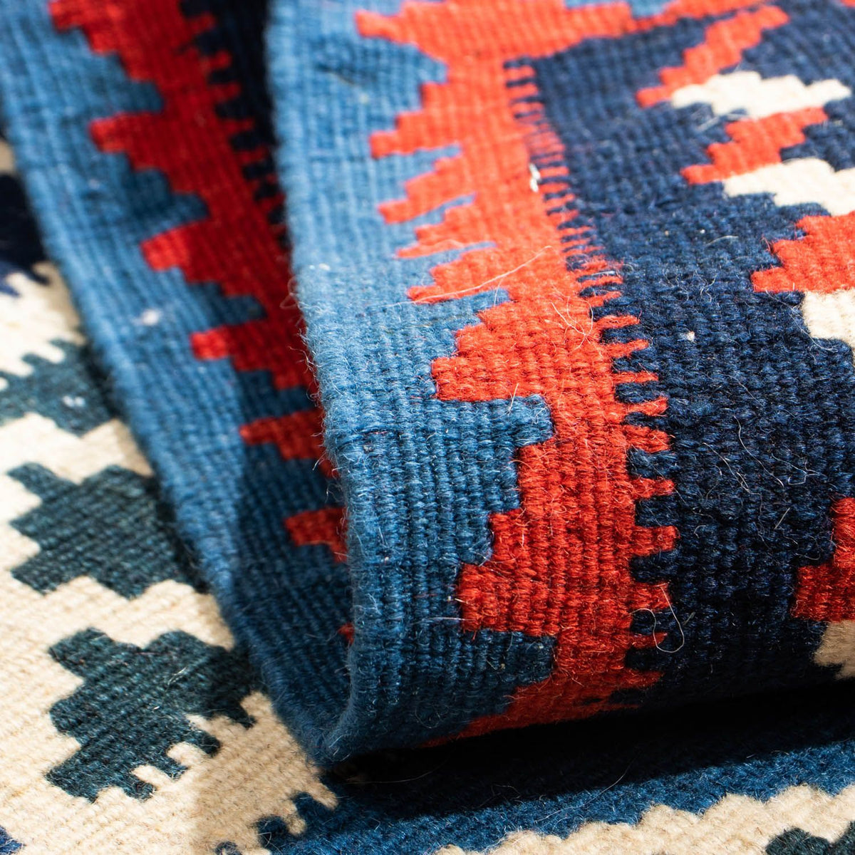 Kelim tapijt - Oosters vierkant  - 102 x 100 cm - blauw