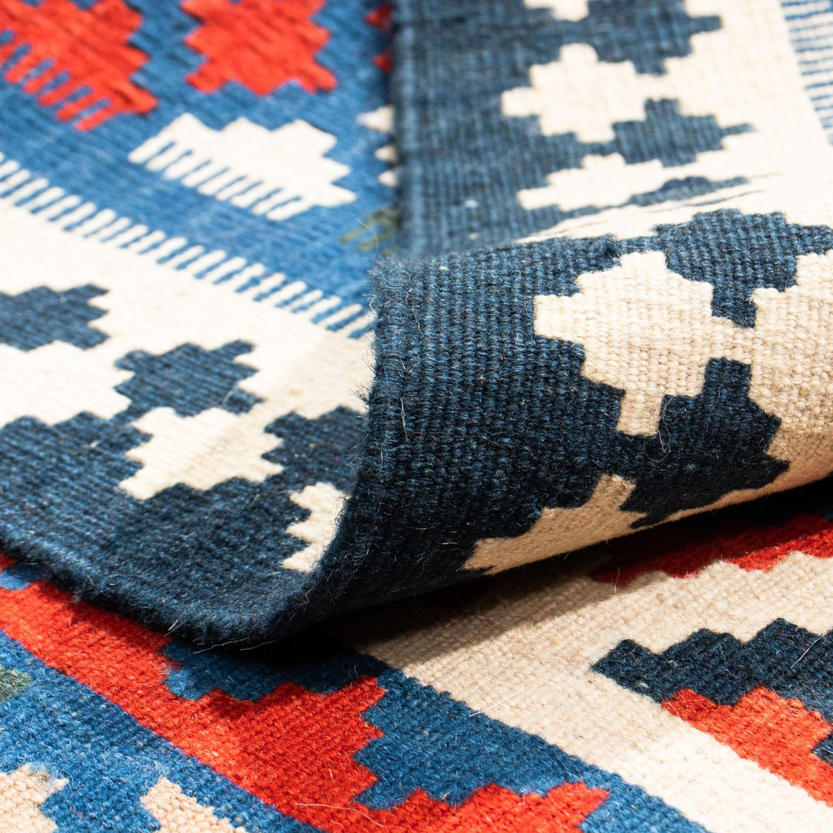 Kelim tapijt - Oosters vierkant  - 108 x 103 cm - blauw