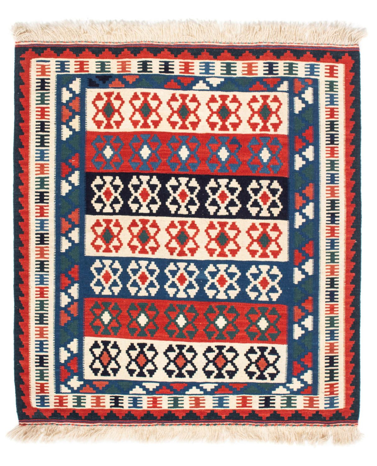 Kelim tapijt - Oosters vierkant  - 110 x 100 cm - blauw